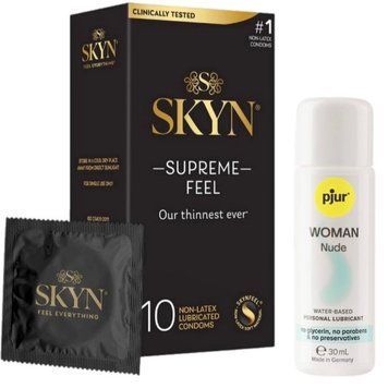 Комплект Skyn ​​Supreme Feel 10 шт + pjur Woman Nude 30 мл SOS13347 фото