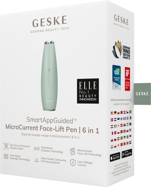 Микротоковая ручка для подтяжки лица GESKE MicroCurrent Face-Lift Pen 6в1 green HB0129 фото