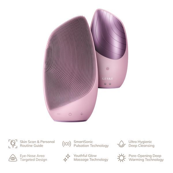 Электронная звуковая термо щетка для лица GESKE Sonic Thermo Facial Brush 6в1 pink HB0082 фото