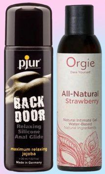 Набор лубрикантов pjur backdoor anal Relaxing jojoba silicone 30 мл + All Natural Strawberry, 150 мл Orgie LB882 фото