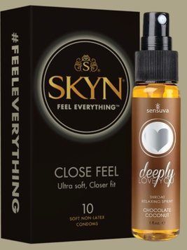 Набір SKYN Close Feel пачка 10 штук + Спрей для мінету Sensuva Deeply Love You Chocolate Coconut (29 мл) SOS5012 фото