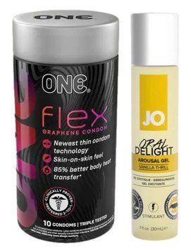 Комплект Набір 10 штук ONE Flex графен + Гель System JO Oral Delight - Vanilla Thrill (30 мл) SOS6270 фото