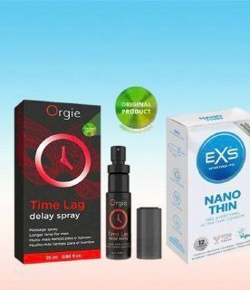 Пролонгатор для мужчин Time Lag, 25 мл. ORGIE +    пачка   EXS NANO Thin 12 шт SOS6696 фото