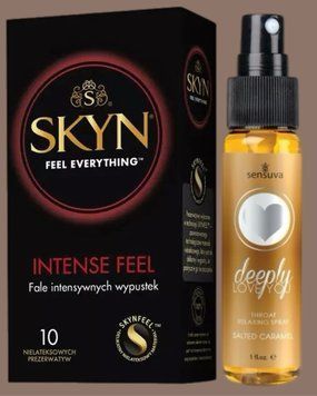 Комплект SKYN Intense Feel 10 шт + Спрей  Sensuva Deeply Love You Salted Caramel (29 мл) SOS5637 фото