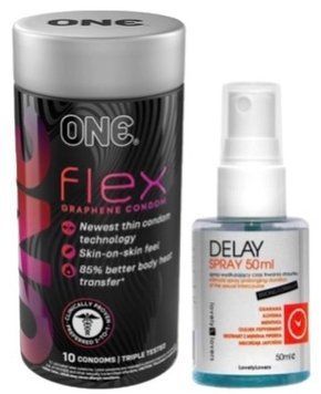 Набор из 10 шт ONE Flex графен + пролонгатор LOVELY LOVERS DELAY SPRAY 50 ML SOS9309 фото