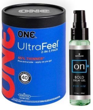 Набор из ONE UltraFeel 2-in-1 Pack 40 шт + Пролонгатор Sensuva - ON Bold (29 мл) SOS9092 фото