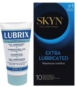 Набор из Лубрикант на водной основе Lubrix (50 мл) + Skyn Exstra Lube 10 шт SOS8782 фото