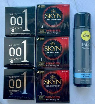 Набор 18 шт OLO Feeling Ultrathin 001 + Skyn ​​Intense Feel + Лубрикант pjur Basic Waterbased, 100 мл SOS3782 фото