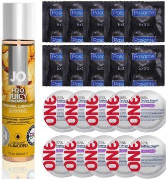 Набор 20 шт Pasante Extra и ONE Tattoo Touch + System JO H2O &mdash; Juicy Pineapple (30 мл) SOS4868 фото