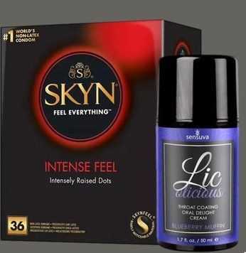 Комплект Skyn Intense feel 36 штук + Гель Sensuva - Lic-o-licious Blueberry Muffin (50 мл) SOS5401 фото