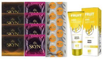 Комплект: Лубрикант OLO Banana (120мл) +8 шт. SKYN+4 шт. EXS Delay SOS10471 фото