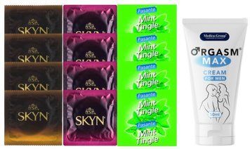 Комплект: Пролонгатор Medica-Group Orgasm Max 50 мл + 8 шт SKYN + 4 шт Pasante Mint SOS10963 фото