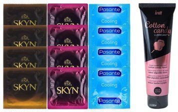 Комплект: Лубрикант Intt Cotton Candy (100мл) +8 шт. SKYN+4 шт. Pasante Cooling SOS10444 фото