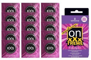 Комплект EXS Extra Thick 15 шт + Sensuva On xXxTREME Arousal Oil + Antidote, 2 &times; 5 мл SOS14696 фото