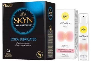Набір з SKYN Extra Lube (24 шт) + Рідкий вібратор pjur Woman Lust (15 мл) SOS10092 фото