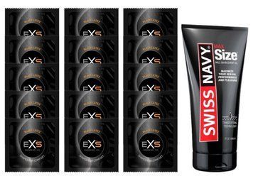 Комплект EXS Black Latex 15 шт + Swiss Navy Max Size Gel (150 мл)  SOS14607 фото