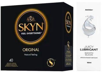 Комплект Лубрикант Satisfyer Juicy Lubricant Smooth Silicon 150 мл + SKYN Original 40 шт SOS12696 фото