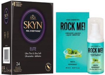 Набір з SKYN Elite (24 шт) + Рідкий вібратор ROCK ME! Mint Flavor (20 мл) від Nuei  SOS10142 фото