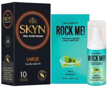 Набір з 10 шт SKYN Large + Рідкий вібратор смак: м'ята ROCK ME!, 20 мл Nuei SOS10342 фото