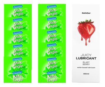 Комплект Pasante Mint 10шт. + Лубрикант Satisfyer Juicy Lubricant Blast Berry 300 мл SOS11695 фото