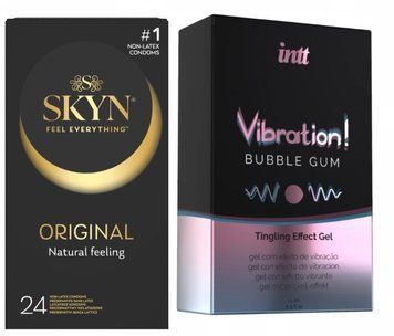 Комплект: SKYN ORIGINAL 24 шт. + Рідкий вібратор Intt Vibration Bubble Gum (15 мл) SOS11745 фото