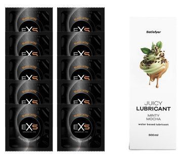 Набор: EXS Black Latex 10 шт. + Лубрикант Satisfyer Minty Mocha 300 мл SOS11153 фото