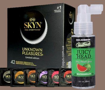 Набір SKYN Pleasures, 42 шт-6 видів + Спрей Doc Johnson GoodHead &ndash; Juicy Head Dry Mouth Spray &ndash; Watermelon 59мл SOS5174 фото