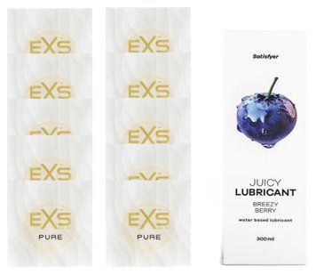 Набор: EXS Pure 10 шт. + Лубрикант Satisfyer Breezy Berry 300 мл SOS11203 фото