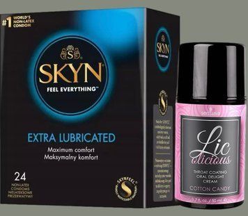 Набор SKYN Extra Lube 10 шт + Гель Sensuva - Lic-o-licious Cotton Candy (50 мл) SOS5837 фото