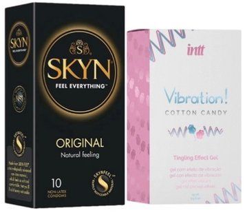 Набір з SKYN Original (10 шт) + Рідкий вібратор Intt Vibration Cotton Candy (15 мл)  SOS9896 фото