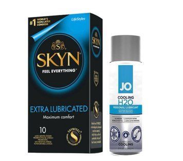 SKYN Extra Lube &mdash; 10 шт и Лубрикант System JO H2O &mdash; COOLING (60 мл) SOS851 фото
