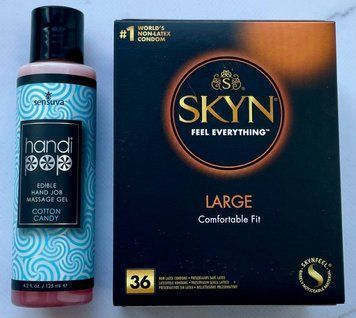Комплект SKYN Large 36 шт - Лубрикант Sensuva Handipop Cotton Candy (125 мл)  SOS3390 фото