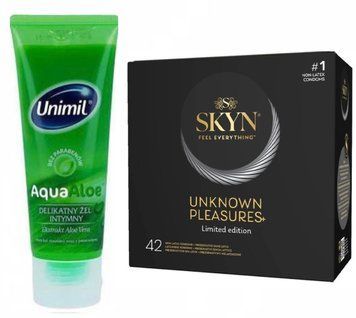 SKYN Unknown Pleasures+ 42 шт + подарунок - Лубрикант Unimil Aqua Aloe 80 мл SOS475 фото