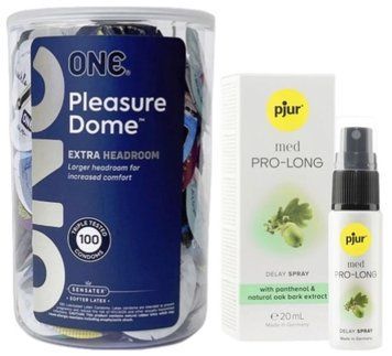 Набор из ONE Pleasure Dome, 100 шт + Пролонгатор pjur MED Prolong Spray 20 мл SOS9586 фото