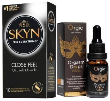 Набор из SKYN Close Feel (10 шт) + жидкий стимулятор ORGASM DROPS VIBE! (15 мл) от ORGIE SOS9796 фото