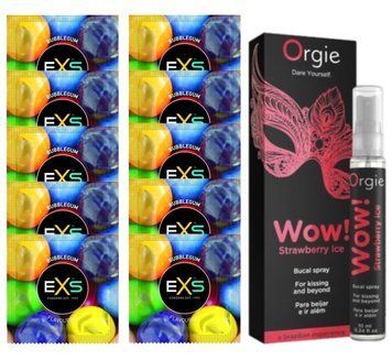 EXS BUBBLEGUM 10 шт + Orgie WOW! Strawberry Ice (10 мл) SOS14040 фото