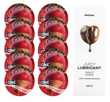 ONE Chocolate Strawberry 10 шт. + Лубрикант Satisfyer Crazy Crave 300 мл SOS12444 фото