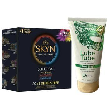 SKYN Selection 30 + 5 of 5 Senses &mdash; 35 шт и Лубрикант ORGIE LUBE TUBE NATURE, 150 мл SOS807 фото