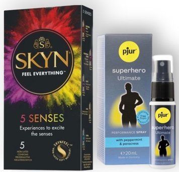 Набір з SKYN 5 Senses + Пролонгатор pjur Superhero Ultimate Spray 20 мл SOS8839 фото