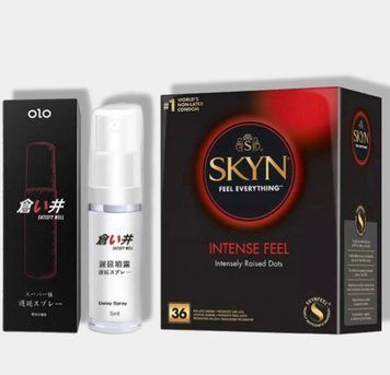 SKYN Intense Feel 36 шт + Пролонгатор OLO 30 мл (спрей) satisfy well SOS5787 фото