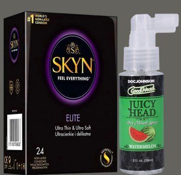 Набор SKYN Elite, 24 шт + Спрей Doc Johnson GoodHead &ndash; Juicy Head Dry Mouth Spray &ndash; Watermelon 59 мл SOS5351 фото