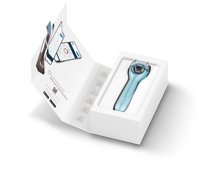 Електронний ролер для обличчя з мікроголками GESKE MicroNeedle Face Roller 9в1 turquoise HB0191 фото