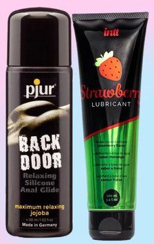 Набор лубрикантов pjur backdoor anal Relaxing jojoba silicone 30 мл + Intt Strawberry (100 мл) LB692 фото