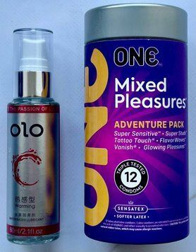 Комплект ONE Mixed Pleasures 12 шт. - Лубрикант согревающий OLO 60 мл. SOS3291 фото