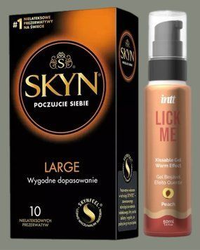 Комплект SKYN Large 10 шт + Гель INTT Lick Me Kissable Gel Peach 50 мл SOS5594 фото