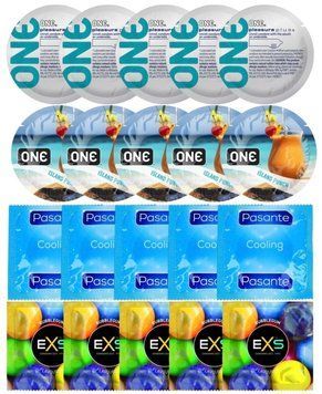 Набір 20 шт ONE Pleasure Plus + ONE Island Punch + Pasante Cooling + EXS BUBBLEGUM SOS7296 фото