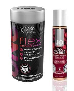 ONE Flex 10 шт. + Змазка на водній основі System JO H2O Raspberry Sorbet (120 мл) SOS6370 фото