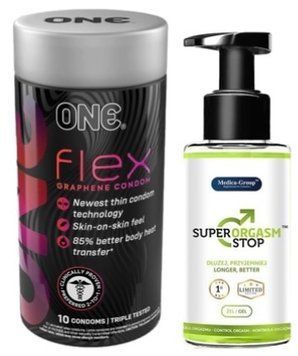 Набор из 10 шт ONE Flex графен + Пролонгатор Medica-group Super Orgasm Stop 150 мл SOS9310 фото