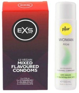 Набор EXS Mixed Flavoured (12 шт) + pjur Woman Aloe 100 мл SOS13449 фото