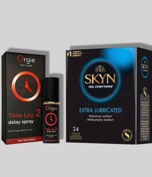 SKYN Extra Lube 24 шт + Пролонгатор TIME LAG 2, 10 мл SOS5688 фото